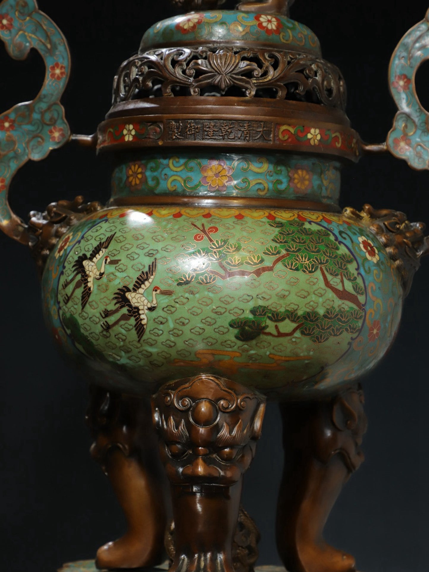 Copper cloisonn é wire enamel color [Ruyi lion cover] aromatherapy stove