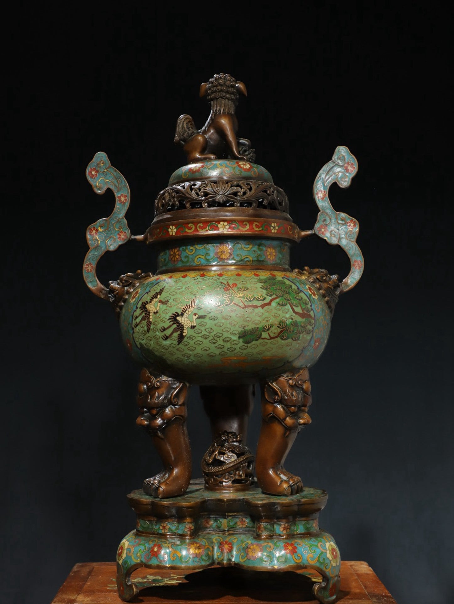 Copper cloisonn é wire enamel color [Ruyi lion cover] aromatherapy stove
