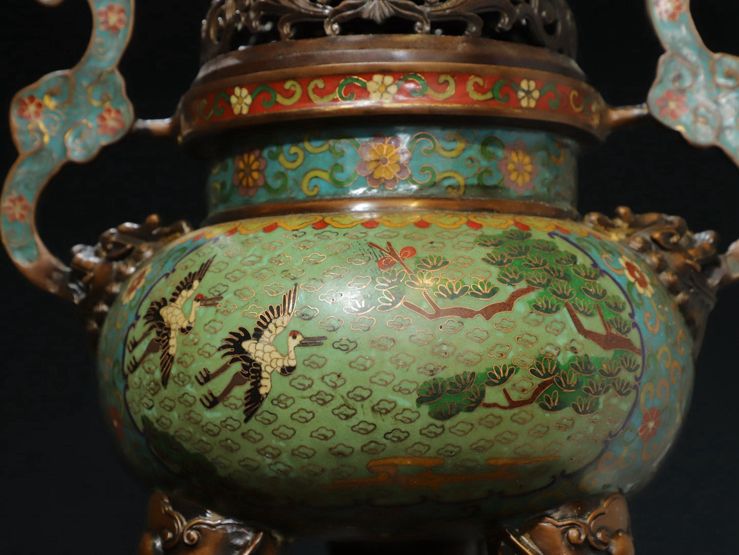 Copper cloisonn é wire enamel color [Ruyi lion cover] aromatherapy stove