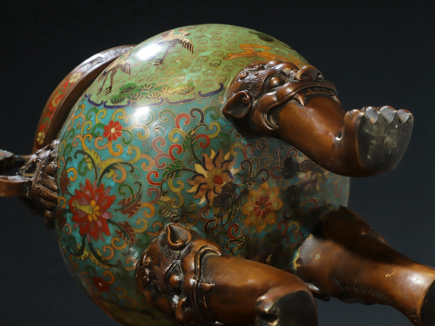 Copper cloisonn é wire enamel color [Ruyi lion cover] aromatherapy stove