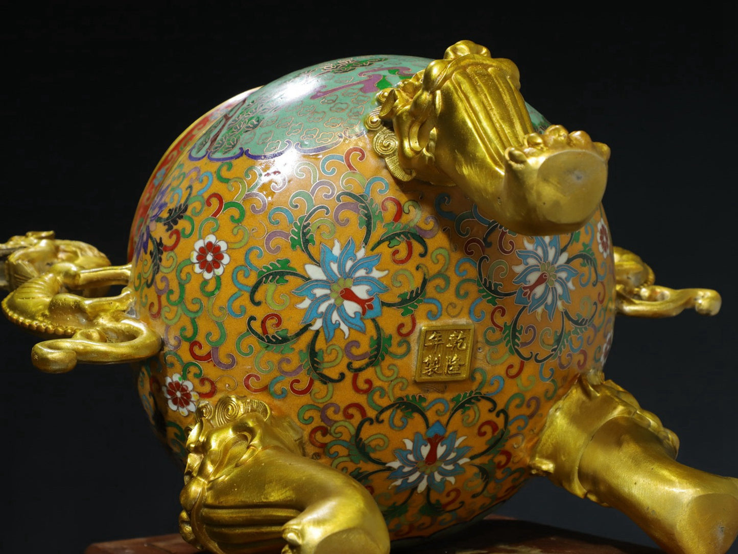 Copper Cloisonne Twisted Enamel Color [Dragon Ear and Lion Lid] Aromatherapy Stove