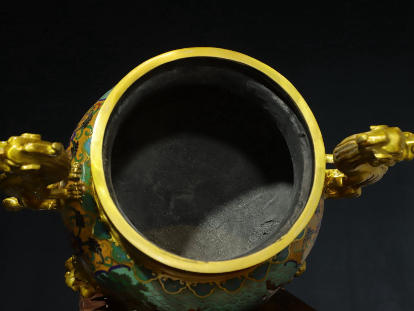 Copper Cloisonne Twisted Enamel Color [Dragon Ear and Lion Lid] Aromatherapy Stove