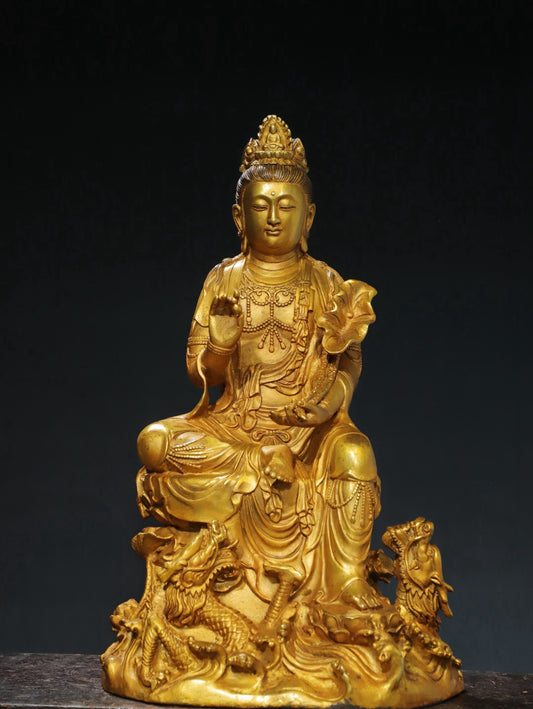 Bronze Tuo Jin [Jade Dragon Guanyin] Buddha Statue