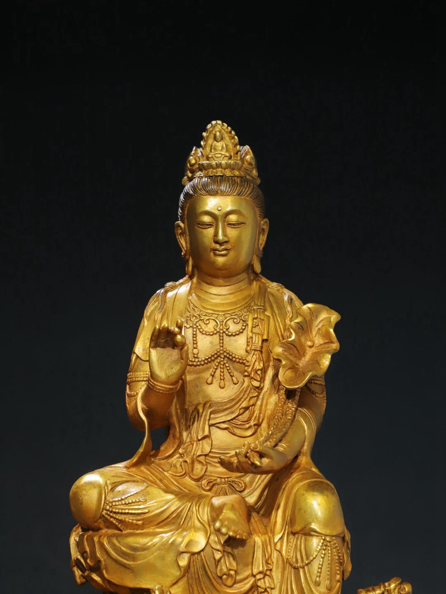 Bronze Tuo Jin [Jade Dragon Guanyin] Buddha Statue