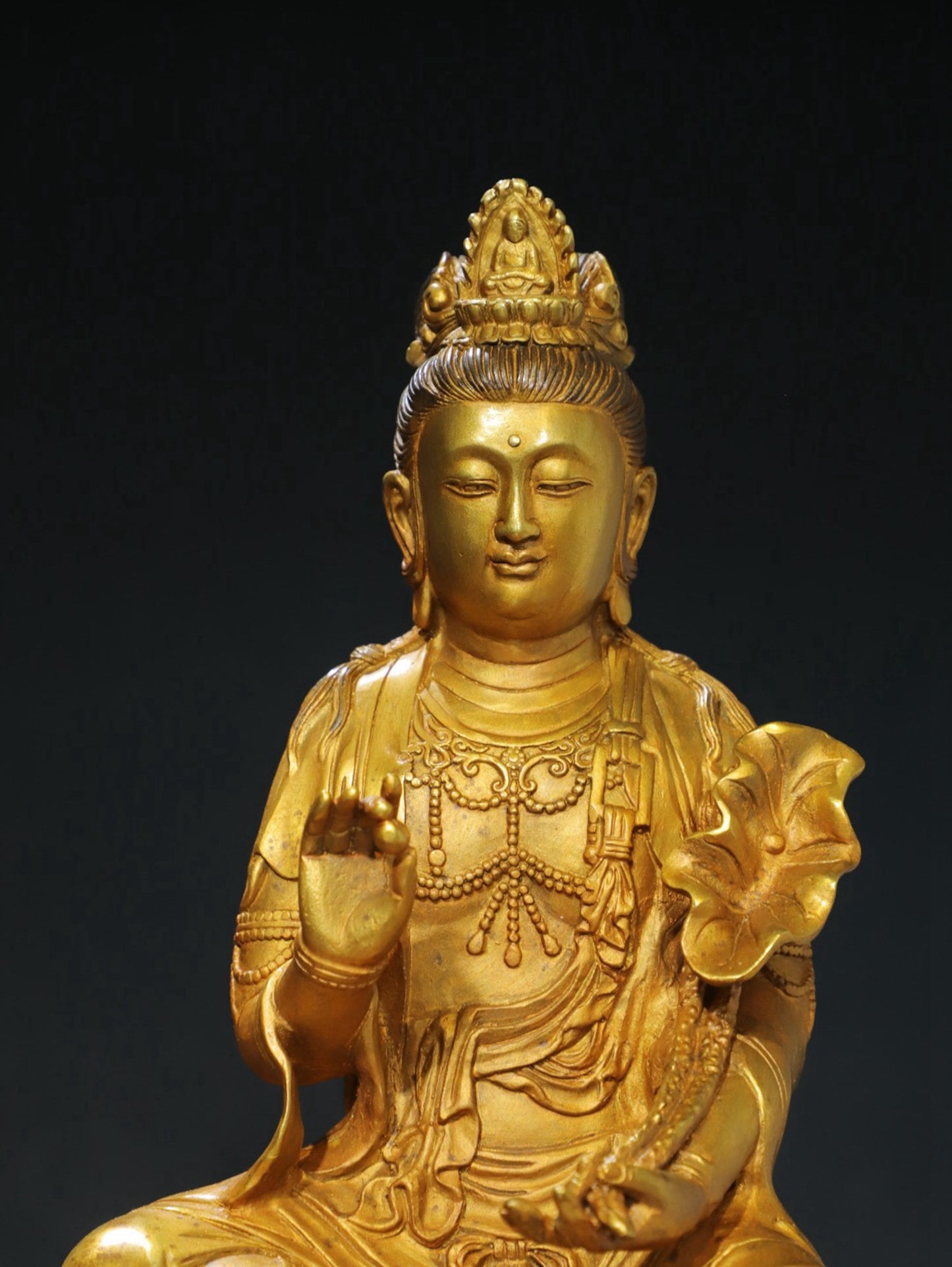 Bronze Tuo Jin [Jade Dragon Guanyin] Buddha Statue