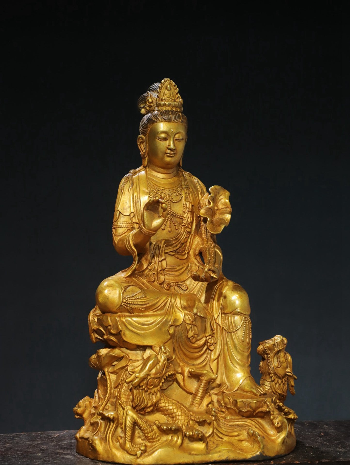 Bronze Tuo Jin [Jade Dragon Guanyin] Buddha Statue