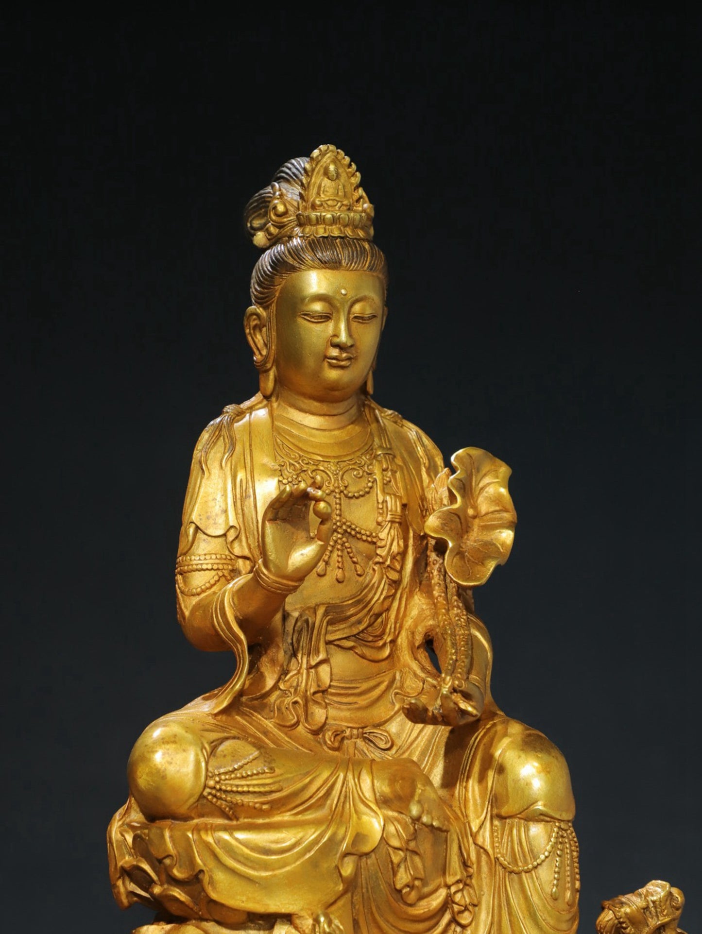 Bronze Tuo Jin [Jade Dragon Guanyin] Buddha Statue