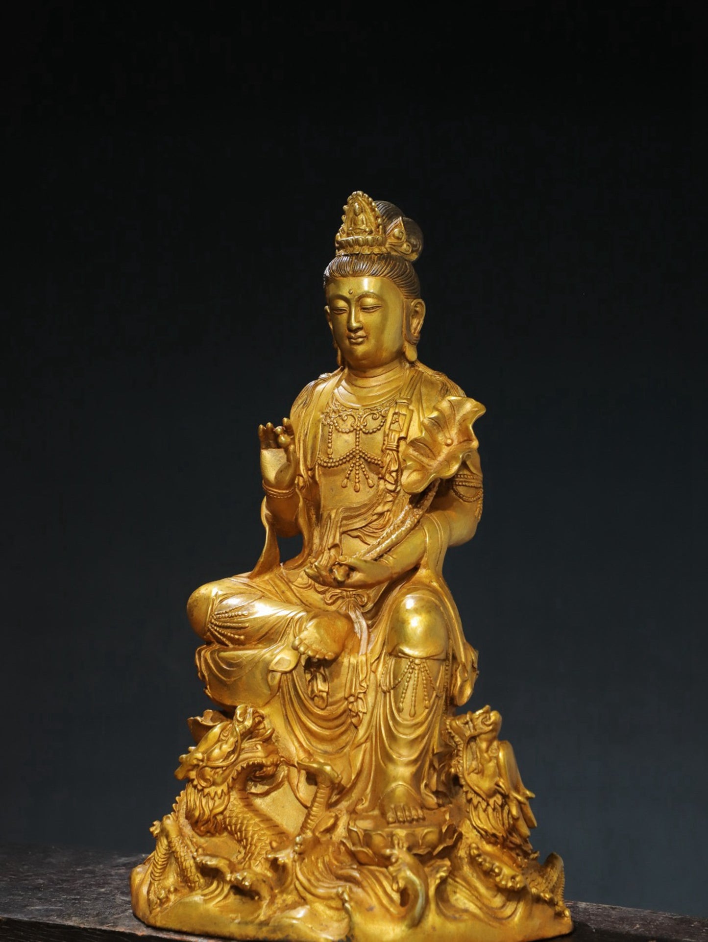 Bronze Tuo Jin [Jade Dragon Guanyin] Buddha Statue