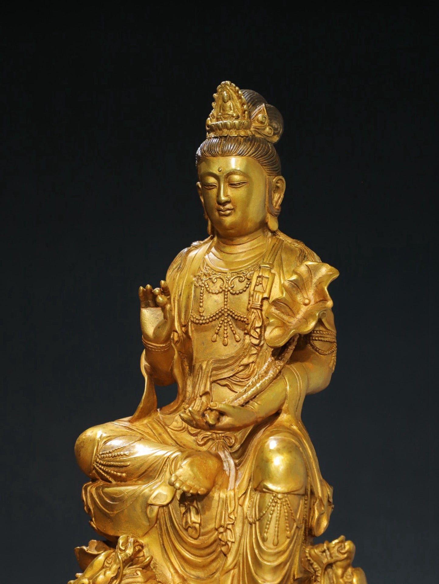 Bronze Tuo Jin [Jade Dragon Guanyin] Buddha Statue