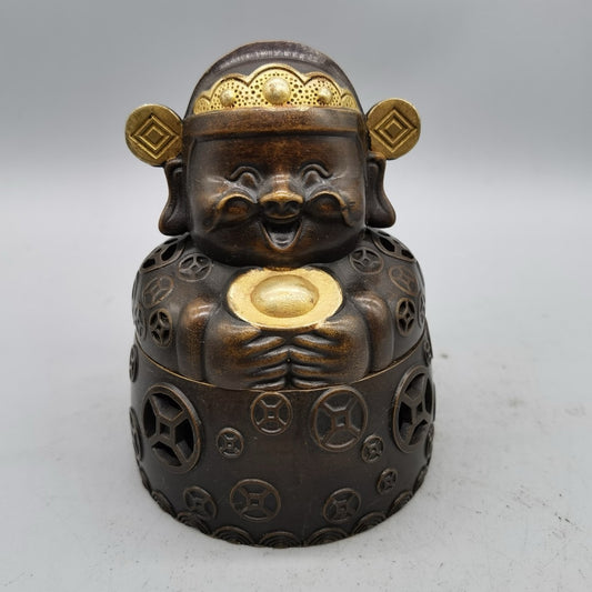 Chinese antique pure copper God of Wealth furnace