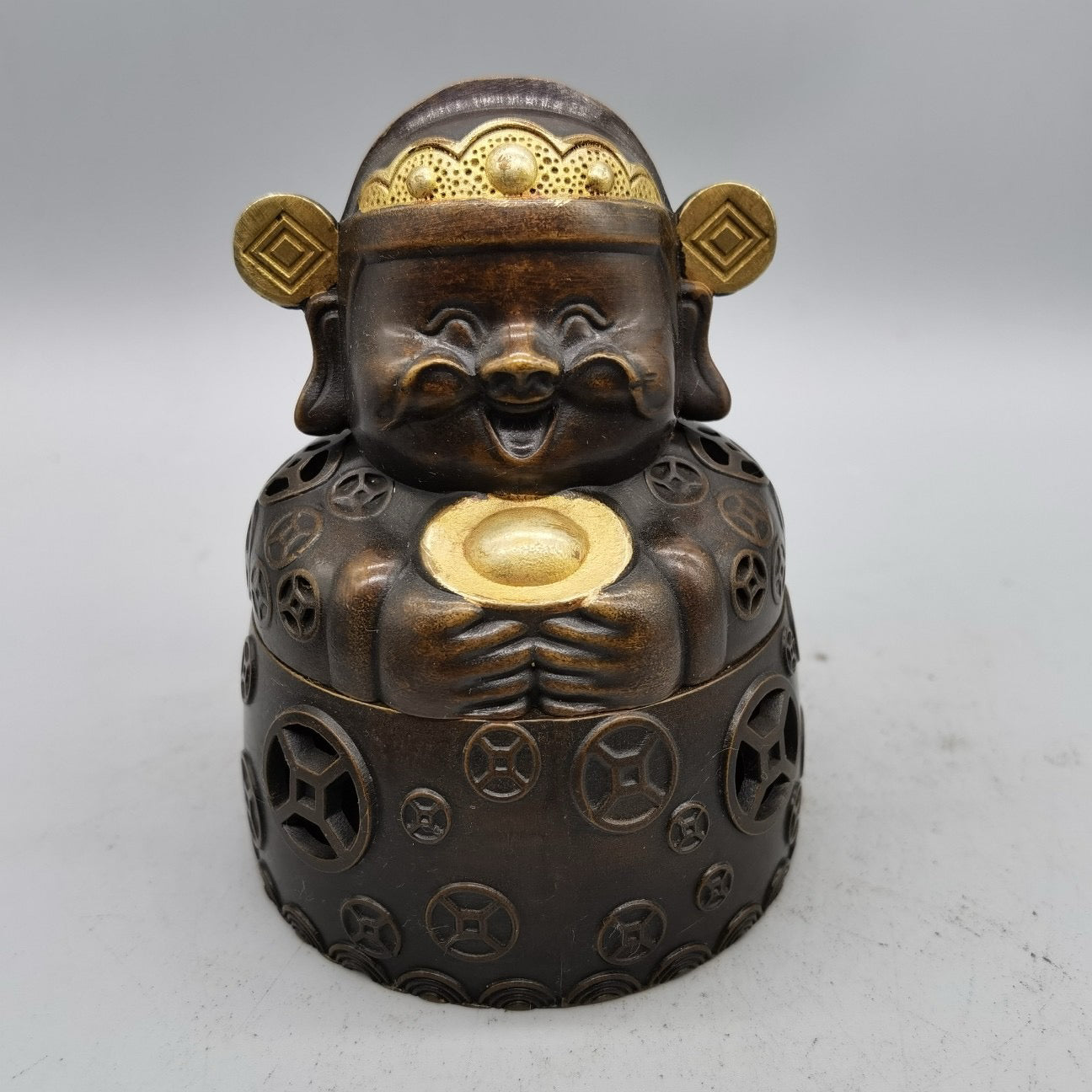 Chinese antique pure copper God of Wealth furnace