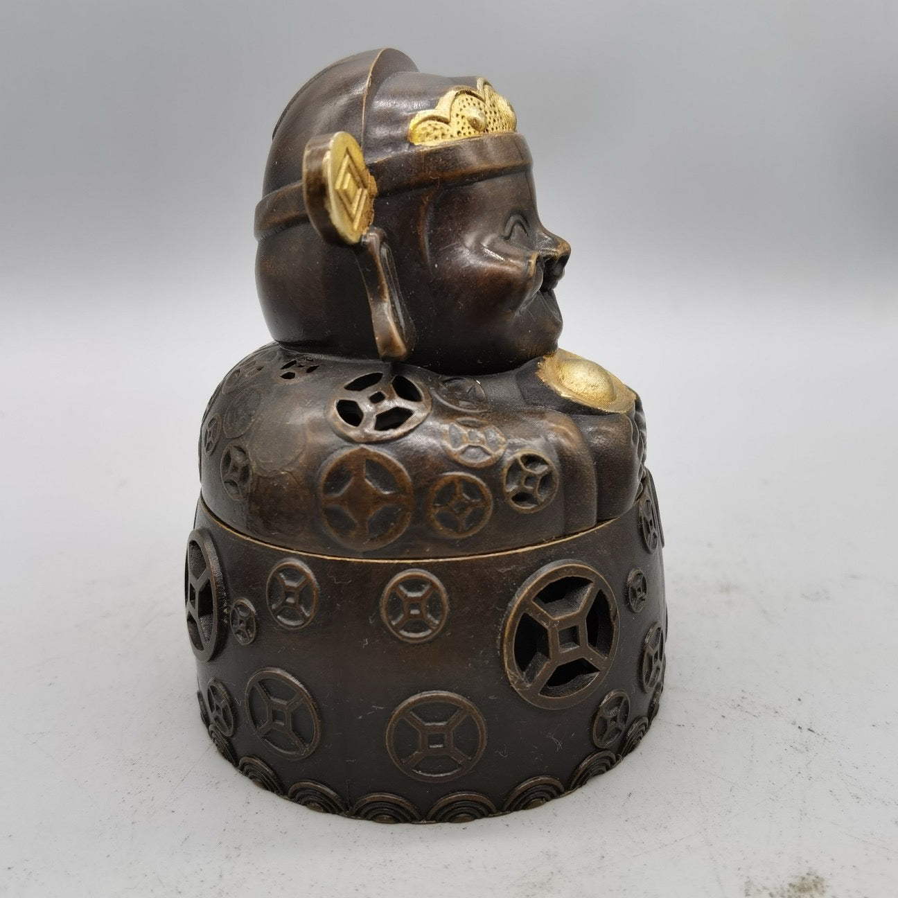 Chinese antique pure copper God of Wealth furnace