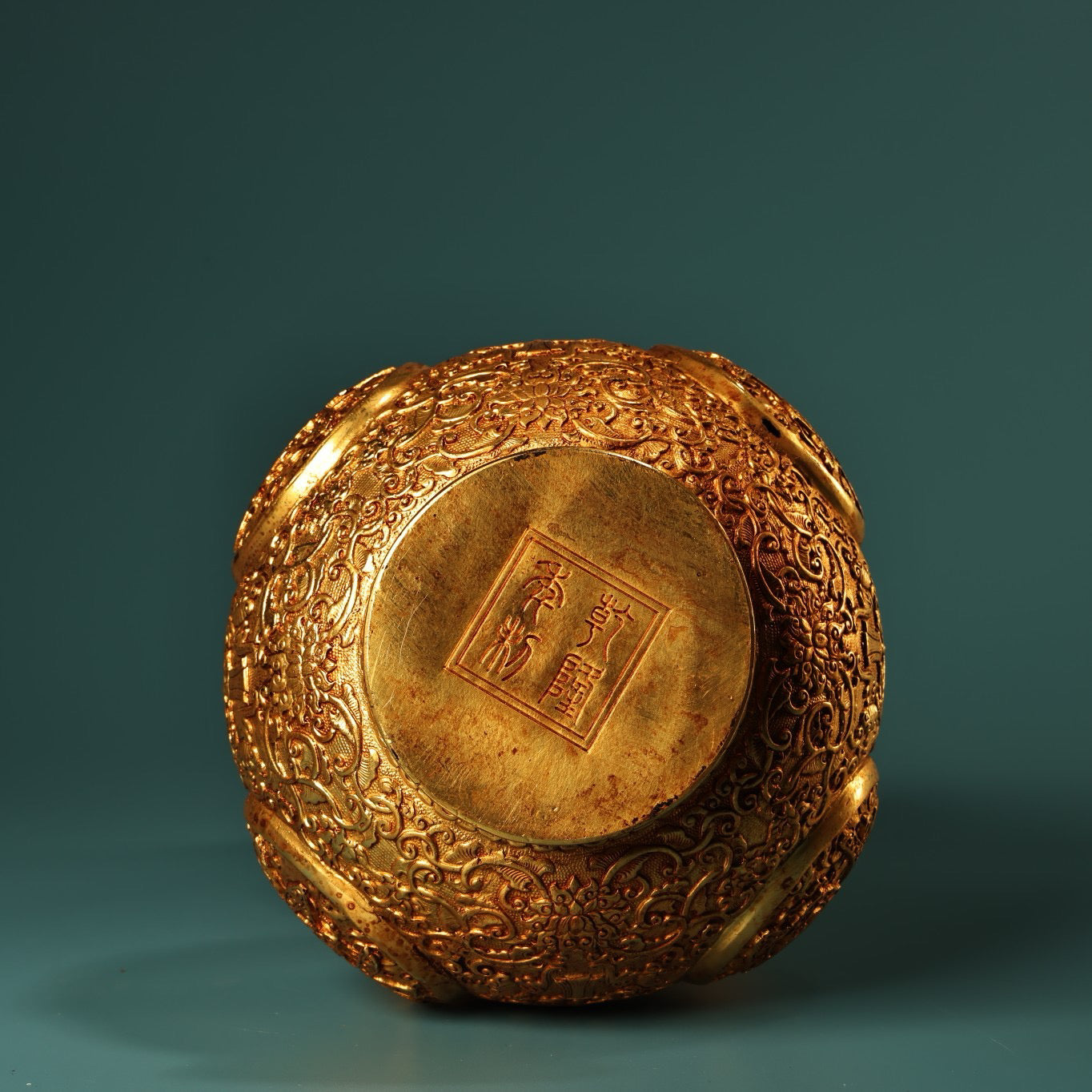 Chinese antique pure copper lucky, lucky, longevity, and happy gourd vase