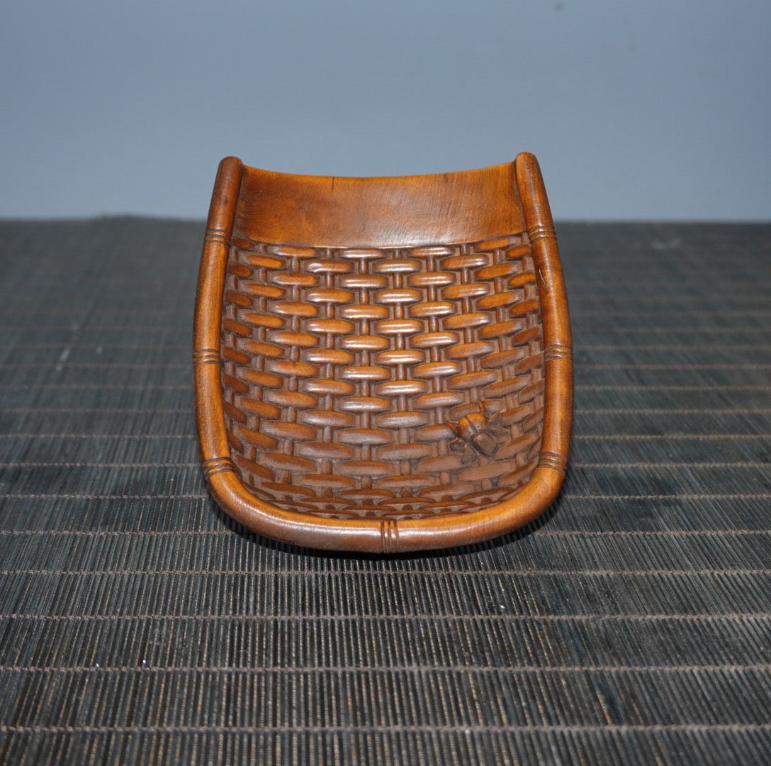 Chinese antique boxwood dustpan tea production