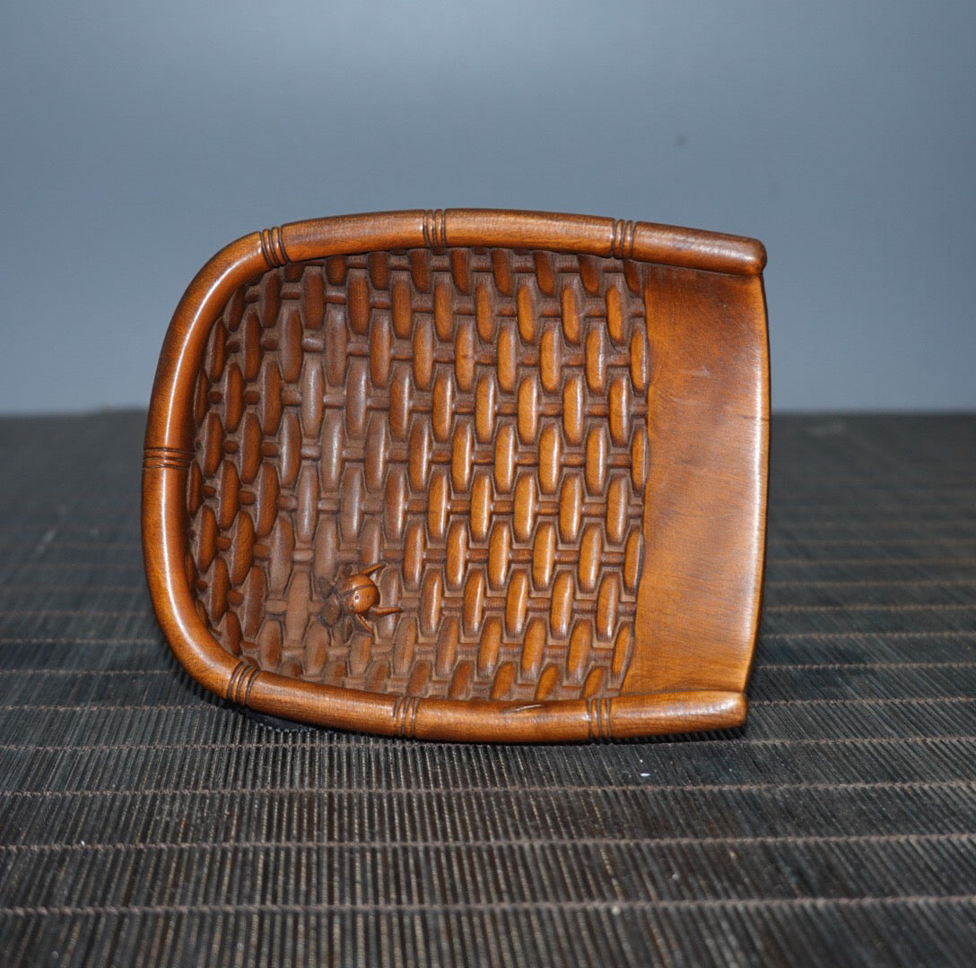 Chinese antique boxwood dustpan tea production