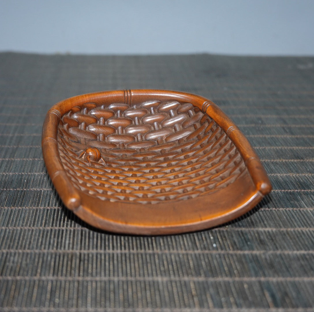 Chinese antique boxwood dustpan tea production
