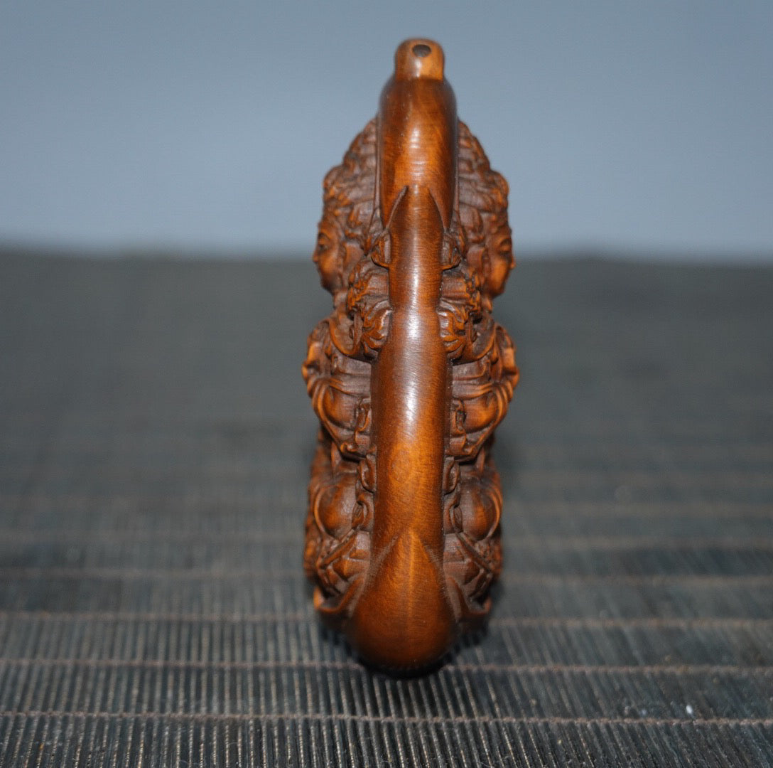 Chinese antique yellow poplar wood green tara double-sided brand