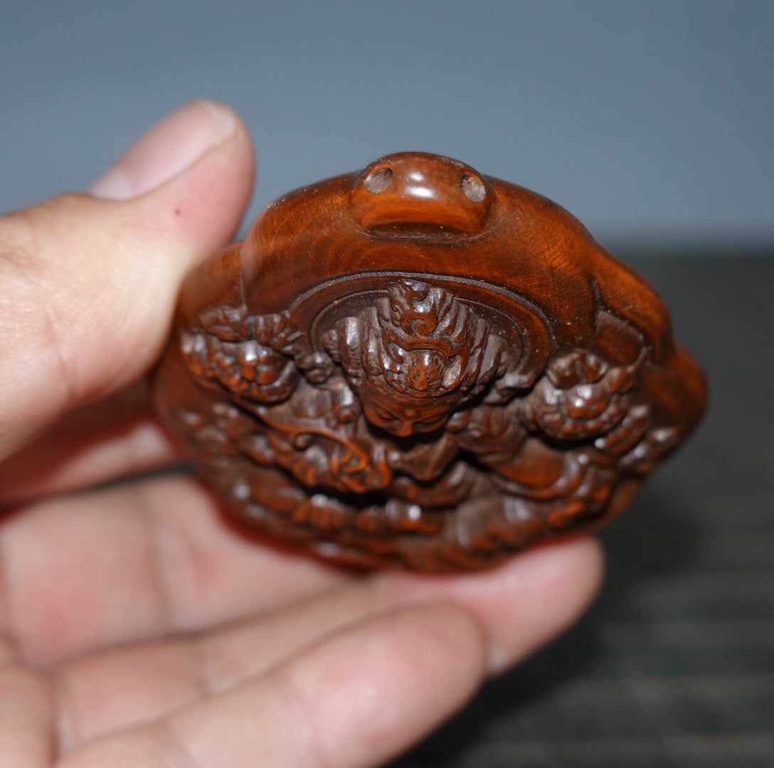 Chinese antique yellow poplar wood green tara double-sided brand