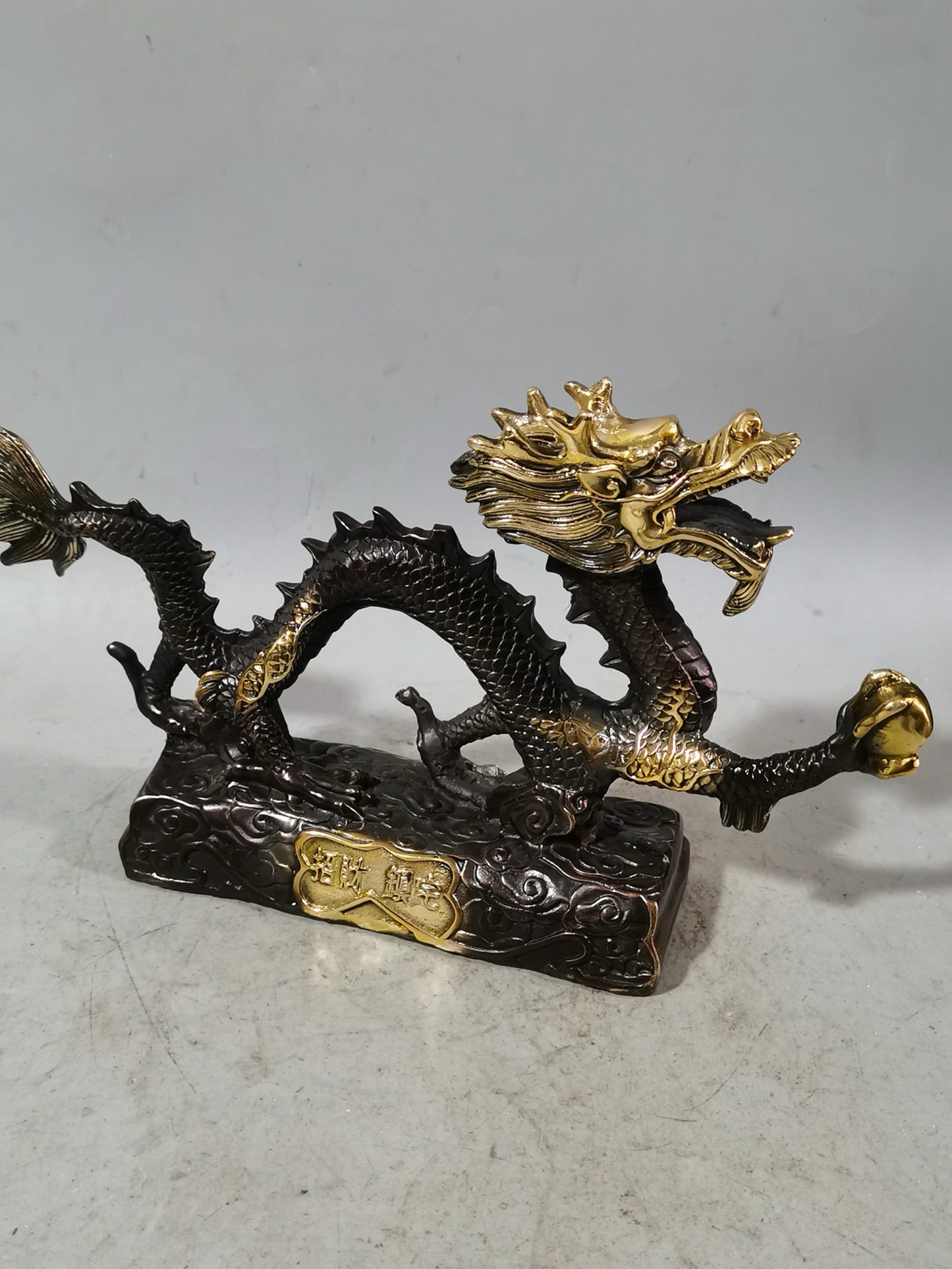 Pure copper gold-plated feng shui dragon ornament