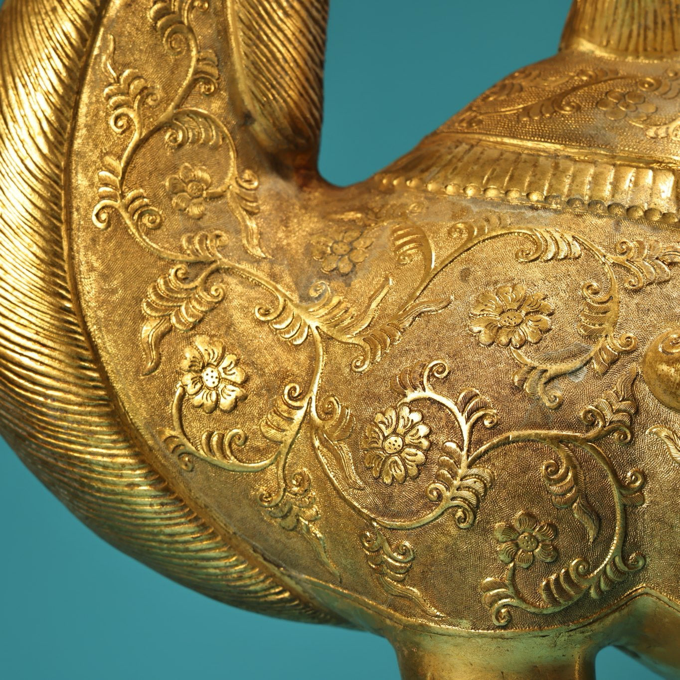 Chinese Antique Pure Copper All Copper High Relief Carving with Gilded Gold Riding Camel and Loving Brave Men