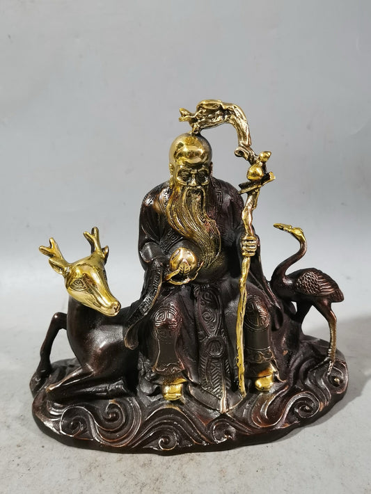 Pure Copper Deer Crane Spring Longevity Star