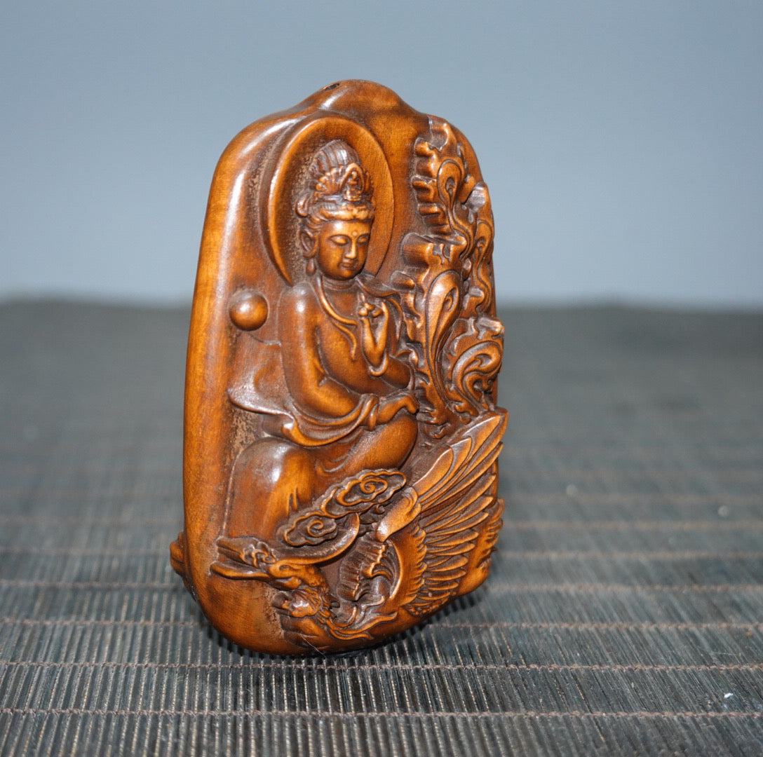 Chinese antique Huangyangmu Jianglong Guanyin double-sided craftsmanship plaque