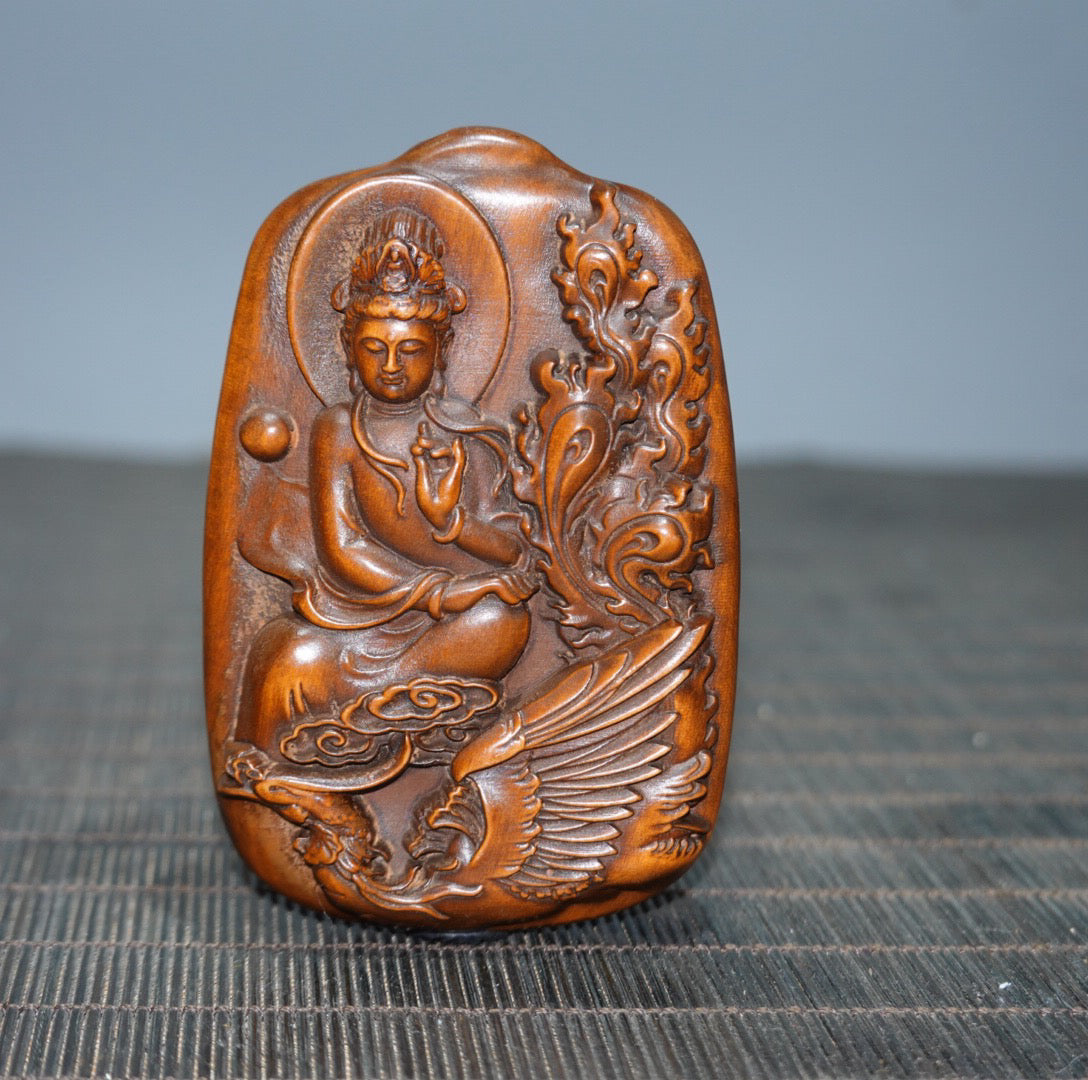 Chinese antique Huangyangmu Jianglong Guanyin double-sided craftsmanship plaque