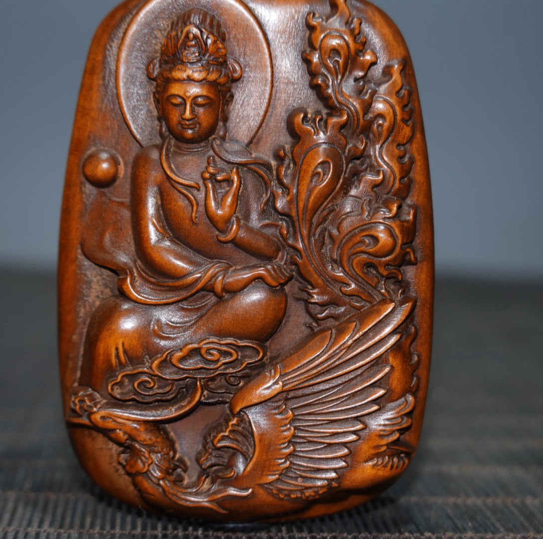 Chinese antique Huangyangmu Jianglong Guanyin double-sided craftsmanship plaque