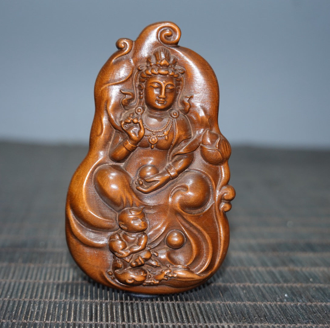 Chinese antique Huangyangmu Zizi Guanyin double-sided craftsmanship sign