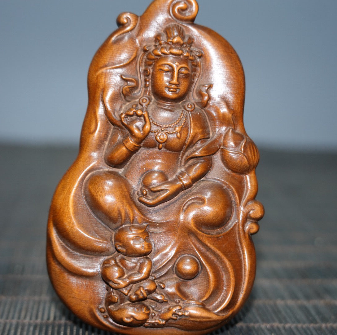 Chinese antique Huangyangmu Zizi Guanyin double-sided craftsmanship sign