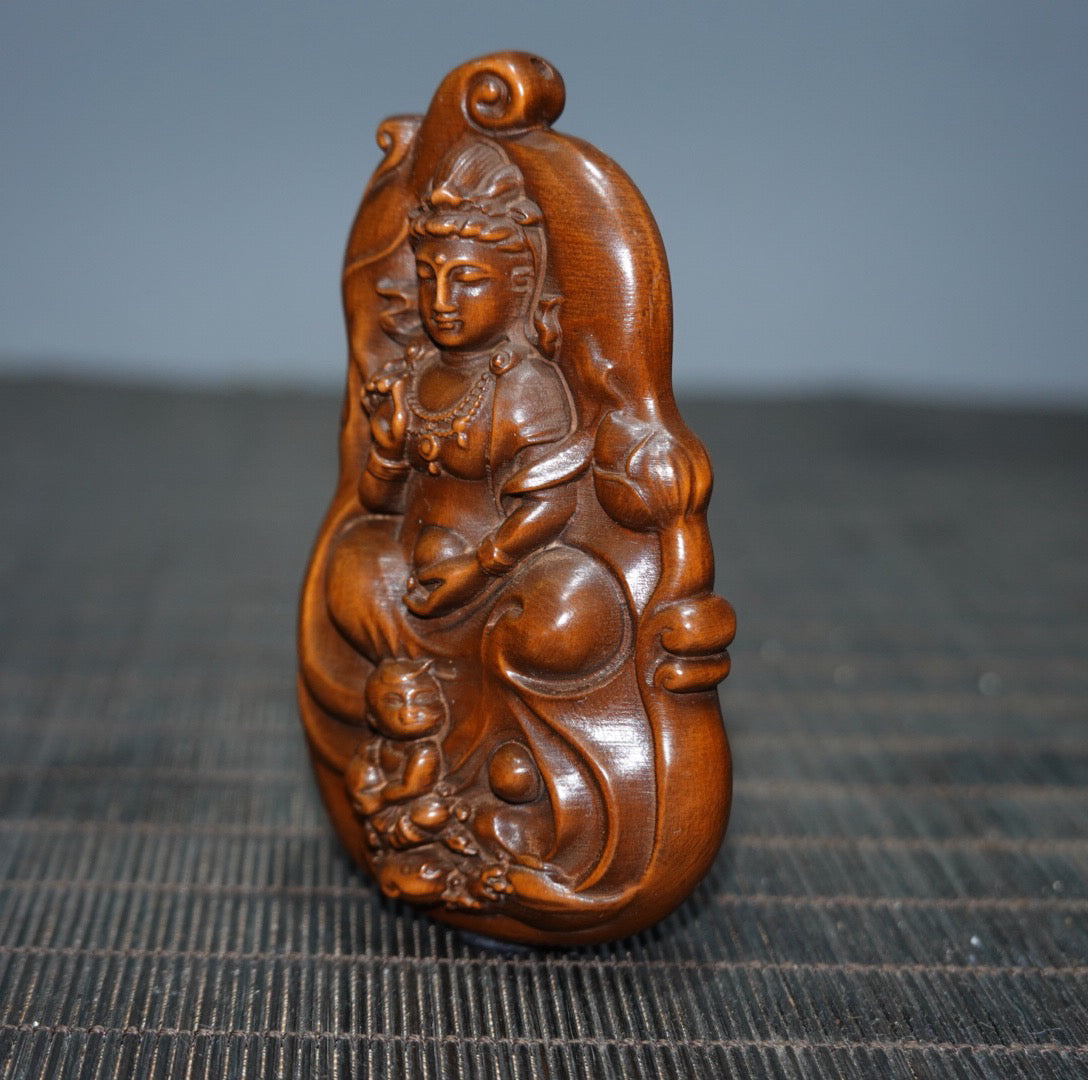 Chinese antique Huangyangmu Zizi Guanyin double-sided craftsmanship sign