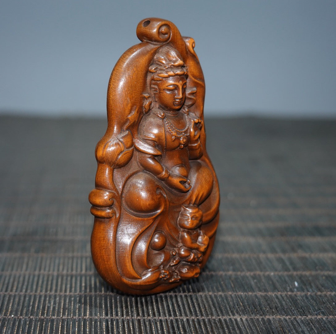 Chinese antique Huangyangmu Zizi Guanyin double-sided craftsmanship sign