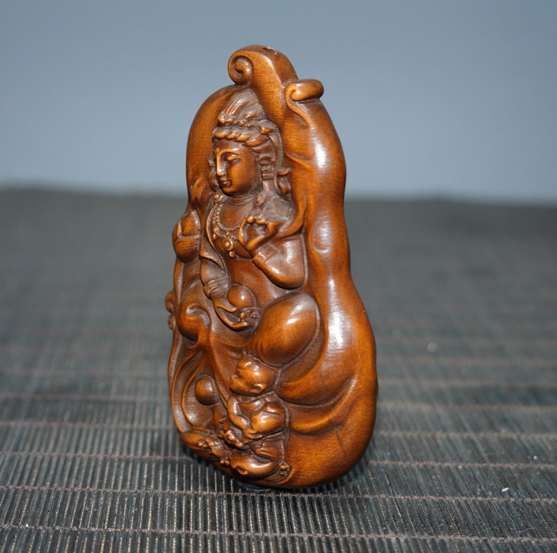 Chinese antique Huangyangmu Zizi Guanyin double-sided craftsmanship sign