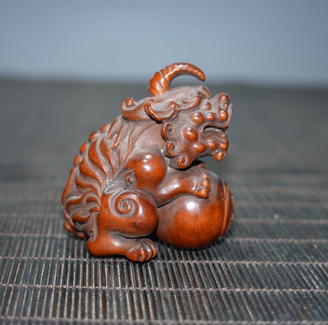 Chinese antique boxwood unicorn