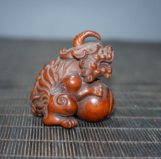 Chinese antique boxwood unicorn