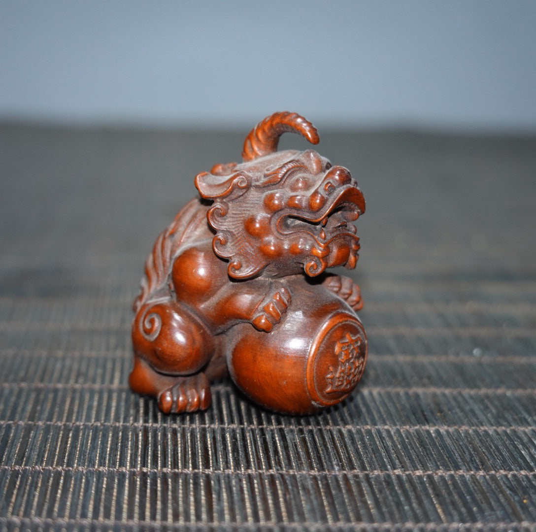 Chinese antique boxwood unicorn