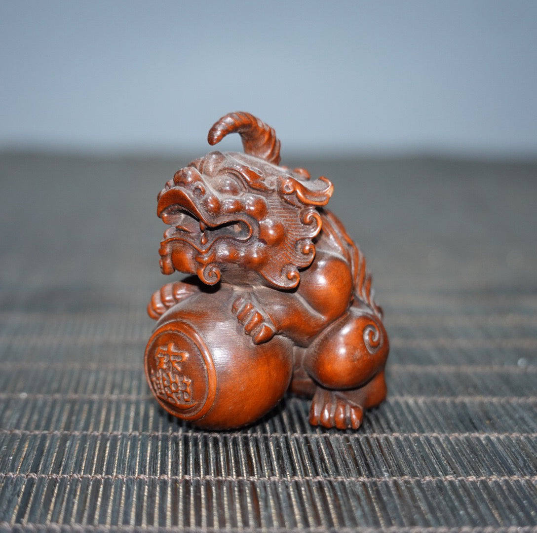 Chinese antique boxwood unicorn