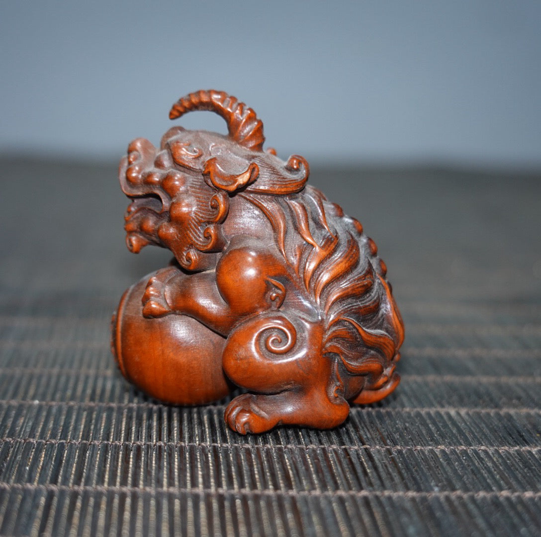 Chinese antique boxwood unicorn