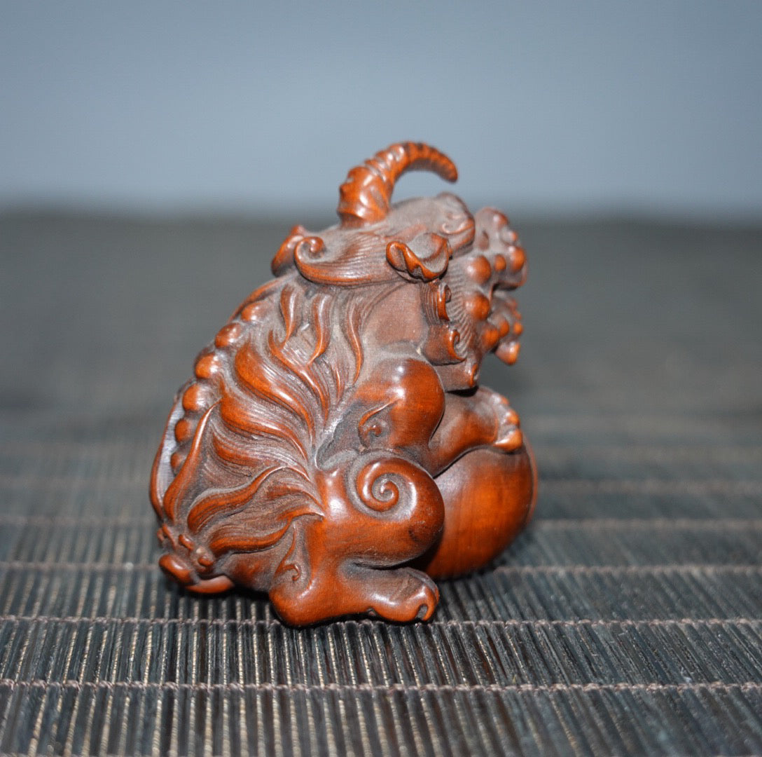 Chinese antique boxwood unicorn