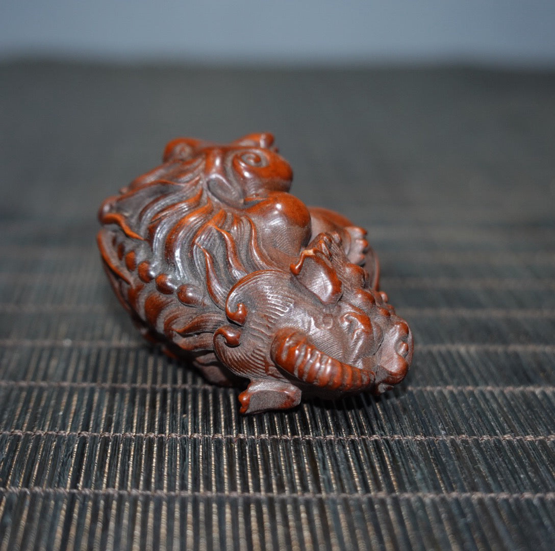 Chinese antique boxwood unicorn