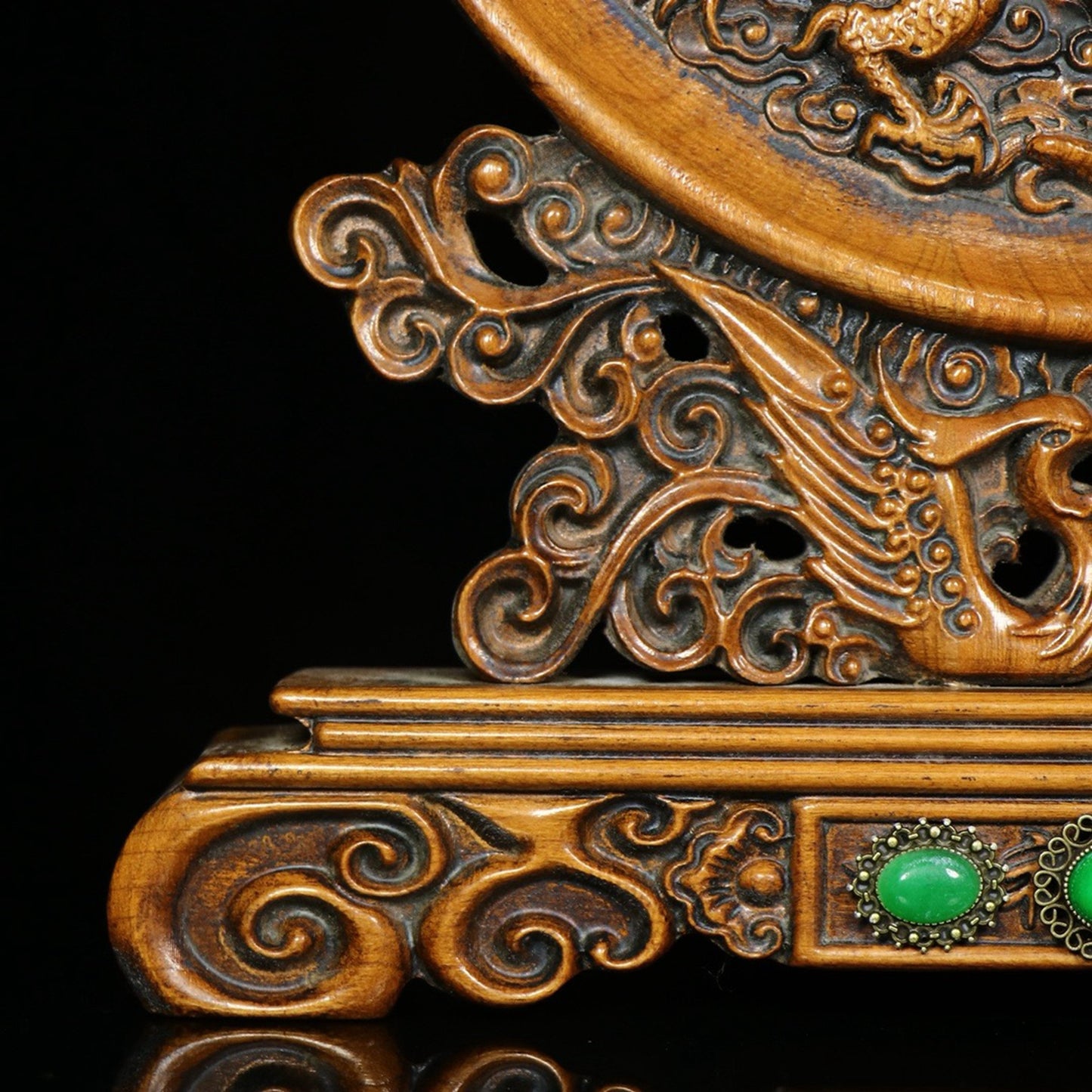 Chinese antique boxwood handmade carved Kowloon screen