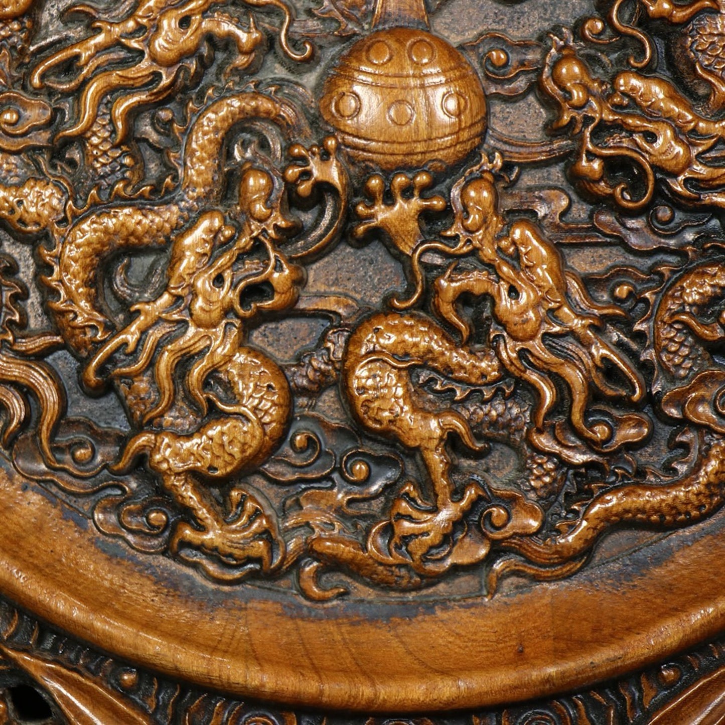 Chinese antique boxwood handmade carved Kowloon screen