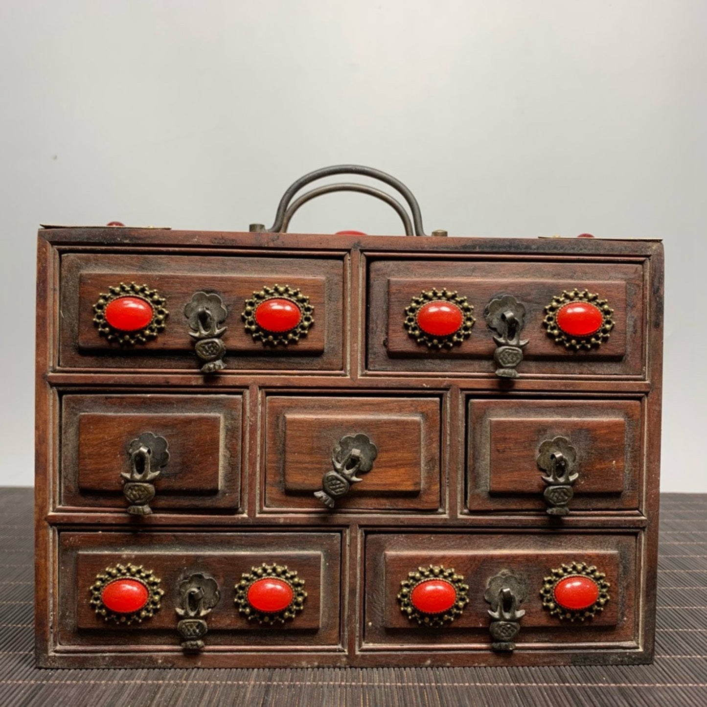 Chinese antique rosewood seven draw box