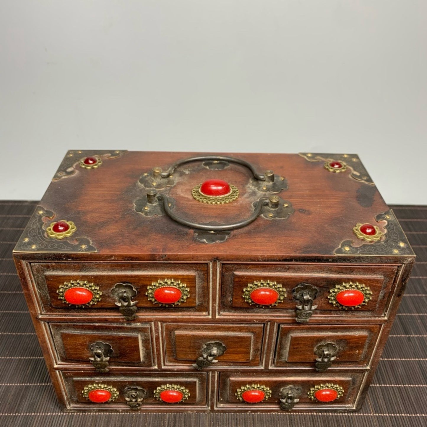 Chinese antique rosewood seven draw box