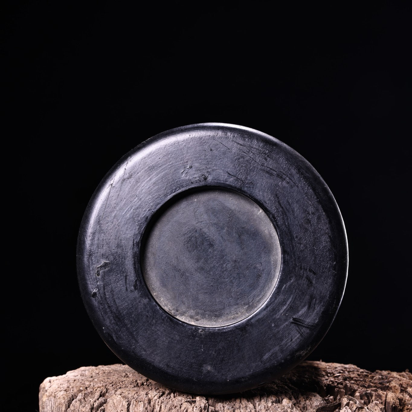 Chinese antique high relief ebony carving pen holder