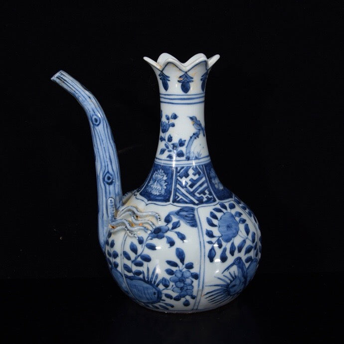 Chinese Antique Flower Window Flower Pattern Holding Pot
