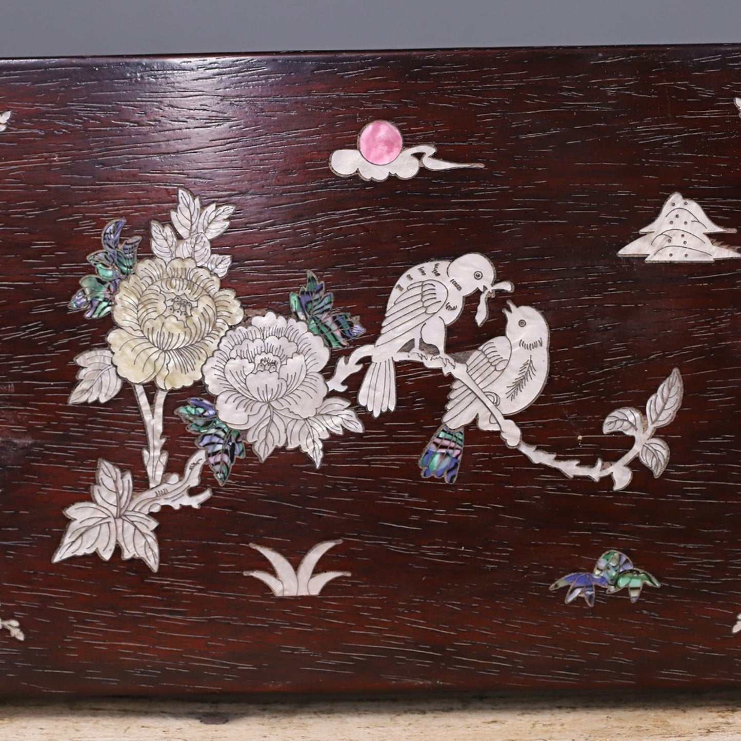 Chinese antique rosewood flower and bird box