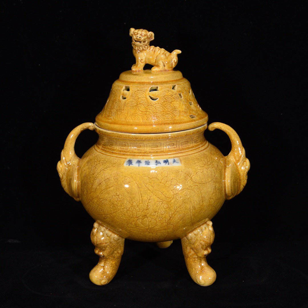 Chinese antique three legged fumigation furnace