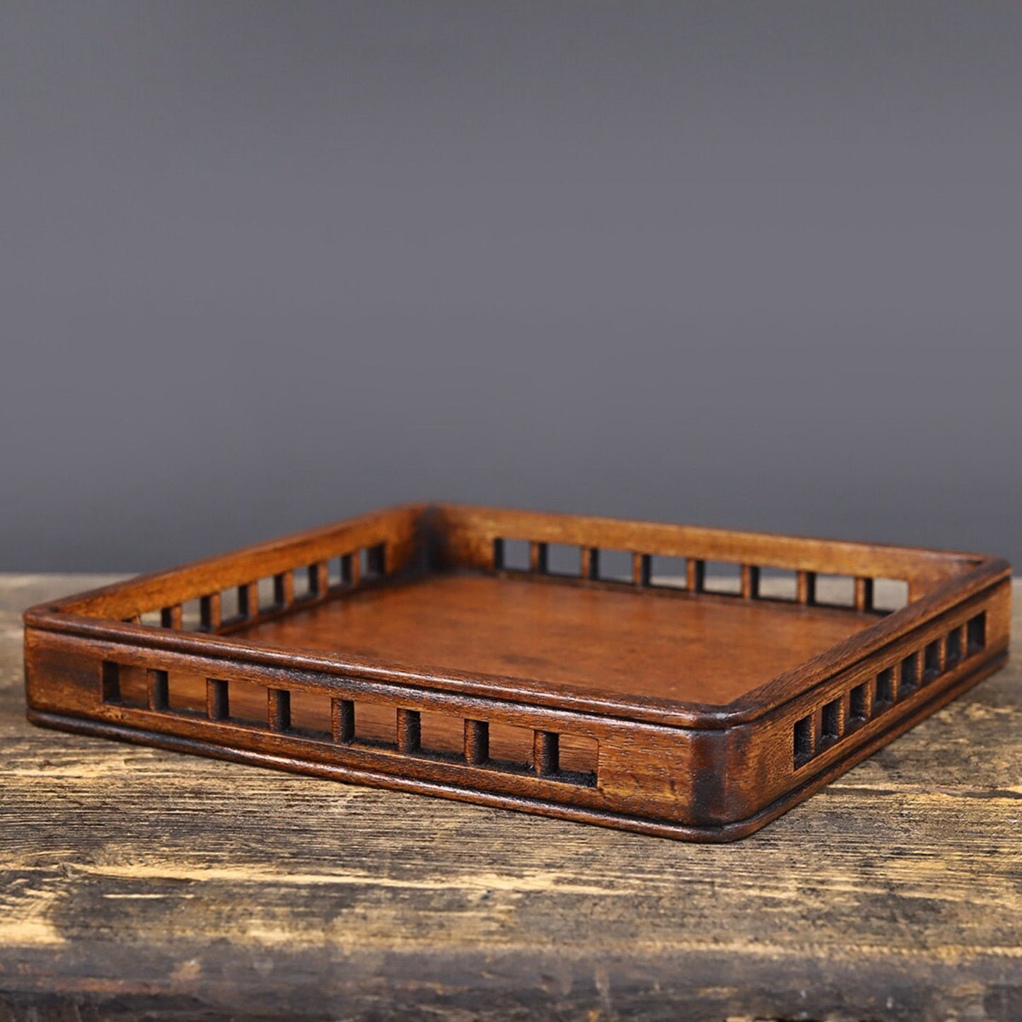 Chinese antique rosewood hollow tray