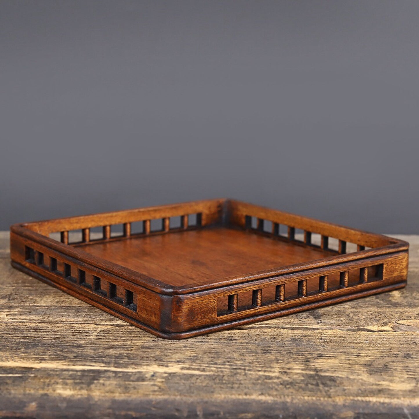 Chinese antique rosewood hollow tray
